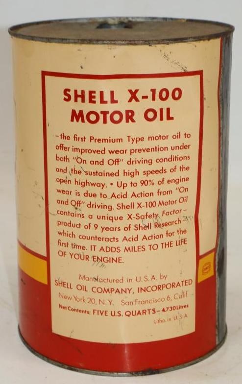 Shell X100 5 Quart Metal Oil Can - 3