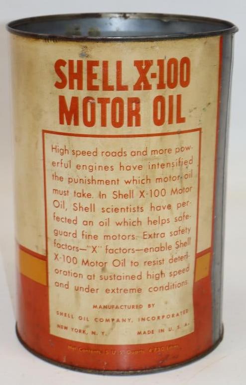 Shell X100 5 Quart Metal Oil Can - 3