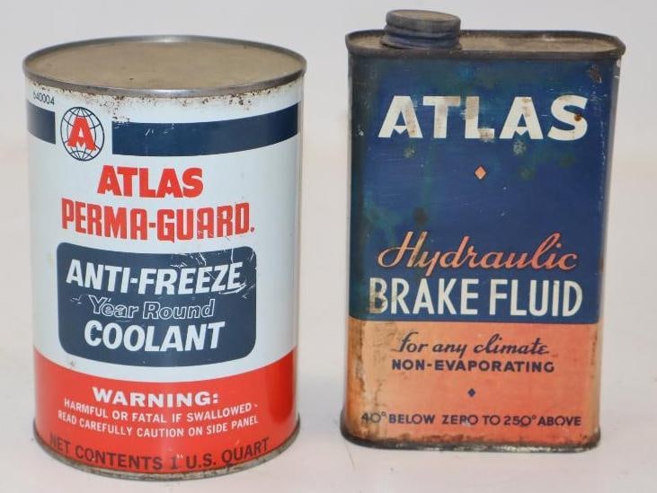 Group of 2 Atlas Ant-Freeze and Hydraulic Brake Cans (1 of 2)