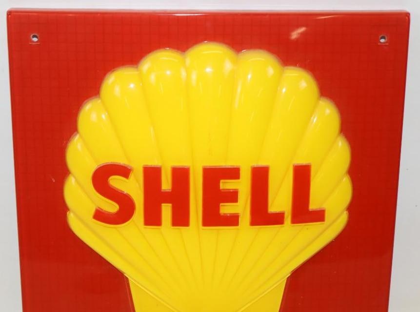 Shell Gasoline Embossed Plastic Gas Pump Sign ( Red ) - 2