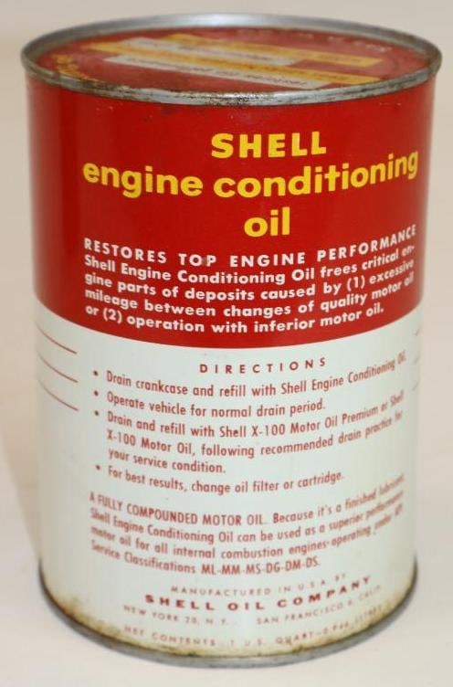 Shell Engine Conditioning Oil 1 Quart Metal Oil Can - 3