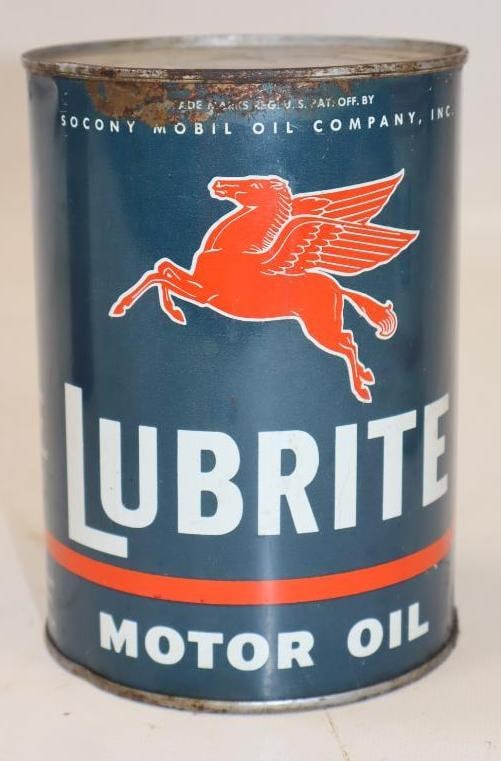 Socony Lubrite 1 Quart Metal Oil Can: 32 oz empty