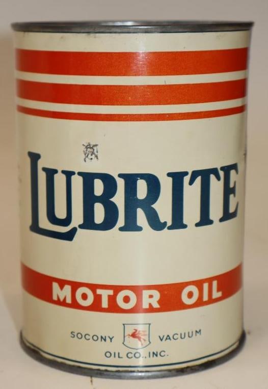 Socony Lubrite 1 Quart Metal Oil Can: 32 oz empty