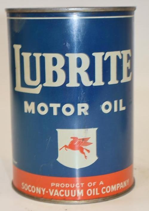 Socony Lubrite 1 Quart Metal Oil Can: 32 oz empty