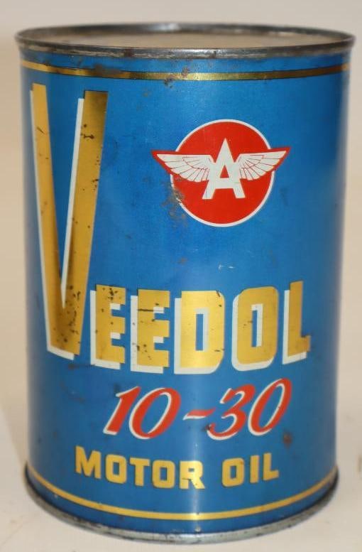 Veedol Flying A 1 Quart Metal Oil Can: 32 oz empty