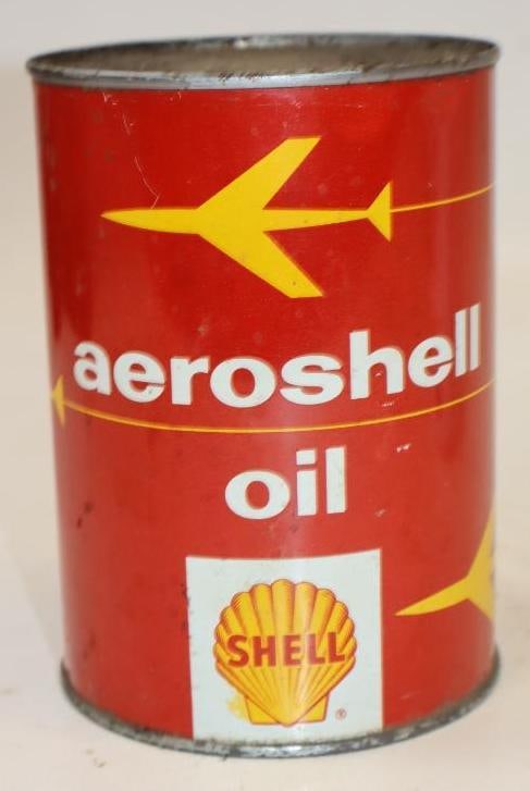 Shell Aeroshell 1 Quart Metal Oil Can: 32 oz full