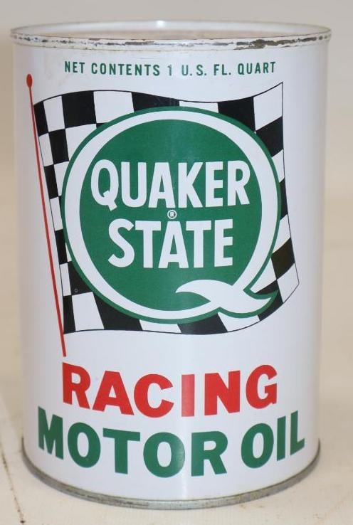 Quaker State Racing 1 Quart Metal Oil Can: 32 oz full