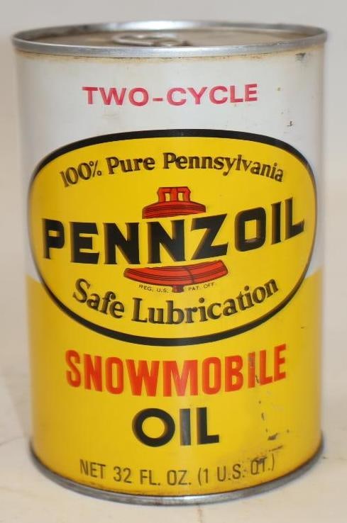 Pennzoil 2 Cycle Snowmobile 1 Quart Metal Oil Can: 32 oz empty