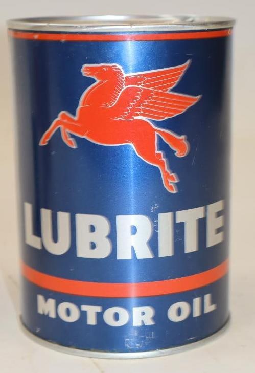 Mobil Lubrite Aluminum 1 Quart Oil Can: 32 oz empty