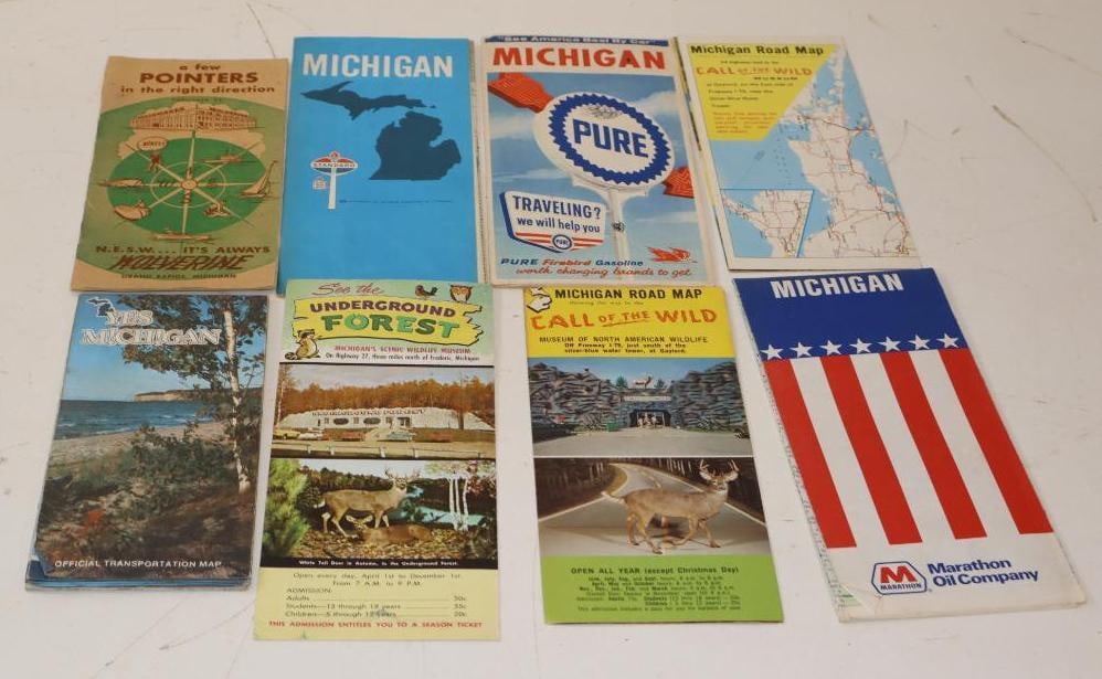 Group of 8 Michigan Gas Station Road Maps and Points of Interest Brochures (1 of 6)