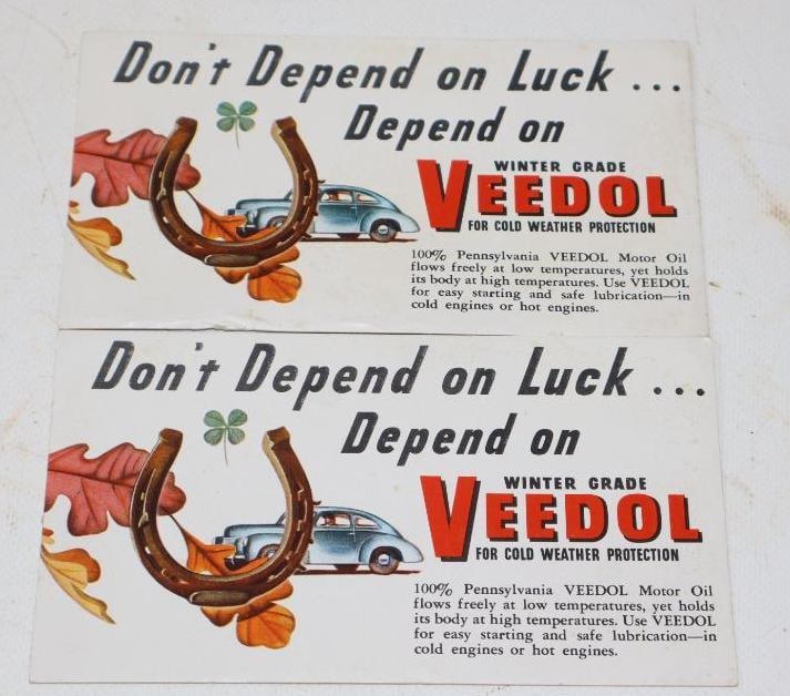 Group of 2 Veedol 1930's Ink Blotters: 6" x 3.25" each