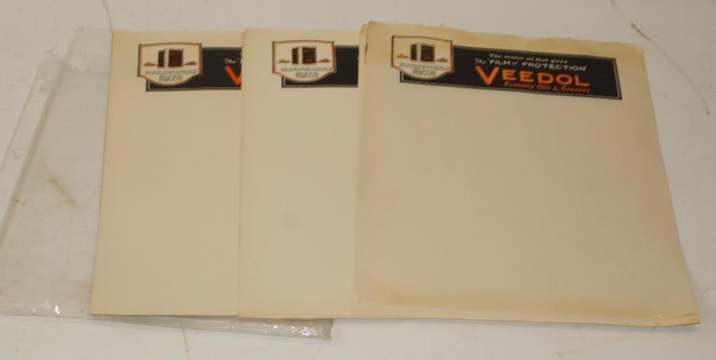 Large Group of Unused Veedol Company Letterhead with 5 Gallon Oil Can Advertisement: 8.5" x 11" each