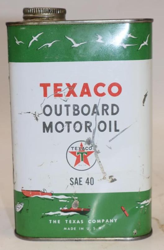 Texaco Outboard with Seagulls 1 Quart Oil Can: 32 oz empty