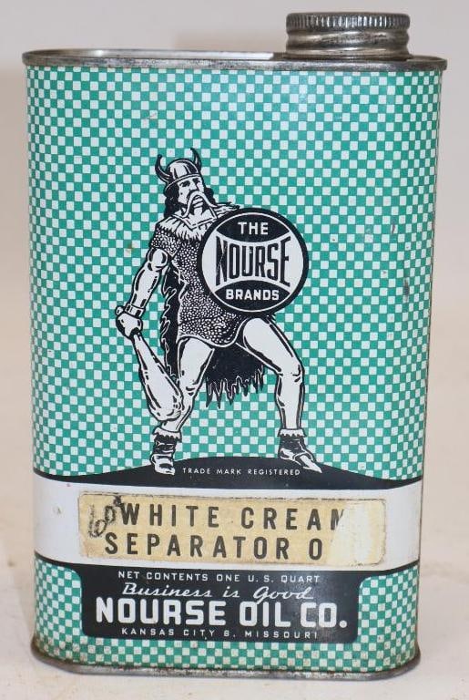 Nourse 1 Quart White Cream Separator Oil Can: 32 oz empty