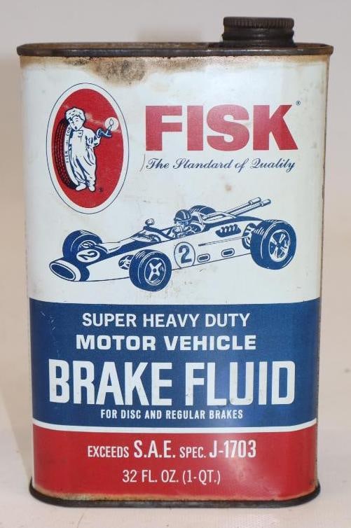 Fisk Super Heavy Duty 1 Quart Brake Fluid Oil Can with Race Car: 32 oz empty