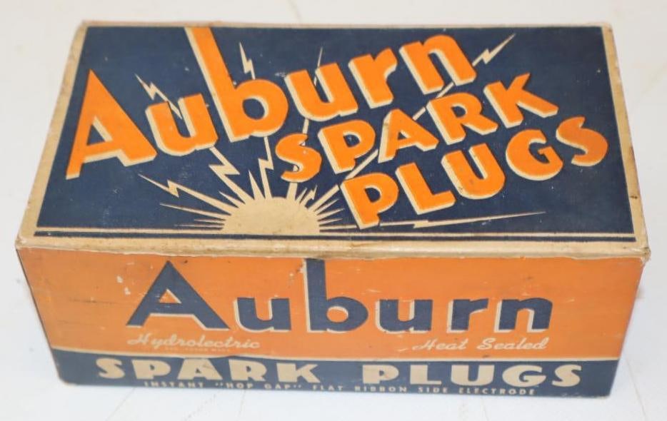 Group of 10 Auburn Spark Plugs in Original Boxes & Display Carton: 6.5" x 3.5" x 2.5"