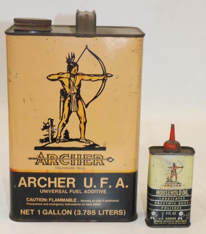 Group of 2 Archer 1 Gallon & 4 oz Handy Oiler Cans: Largest is 6.5" x 4" x 10"