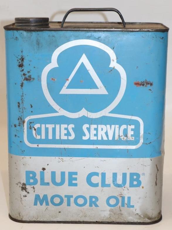 Cities Service Blue Club 2 Gallon Oil Can: 8.5" x 5.5" x 11" empty