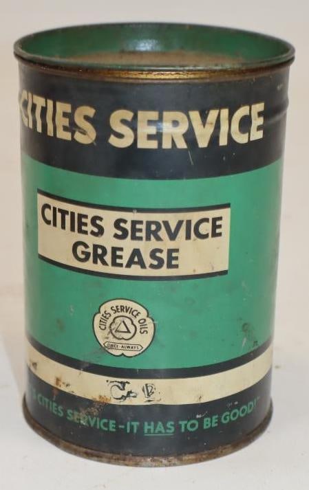Cities Service 1 lb Grease Can: 16 oz full