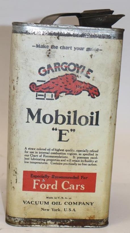 Vacuum Oil Gargoyle Mobiloil ( E ) for Fords 1 Gallon Square Oil Can (1 of 4)