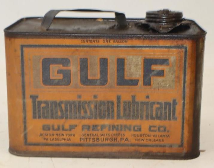 Early Gulf Transmission 1 Gallon Oil Can: 5.75" x 8" x 6"