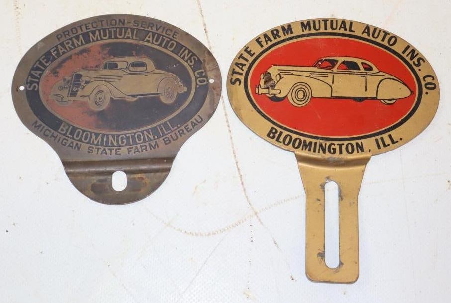 Group of 2 State Farm Advertising License Plate Topper: Largest is 4.25" x 5.25"