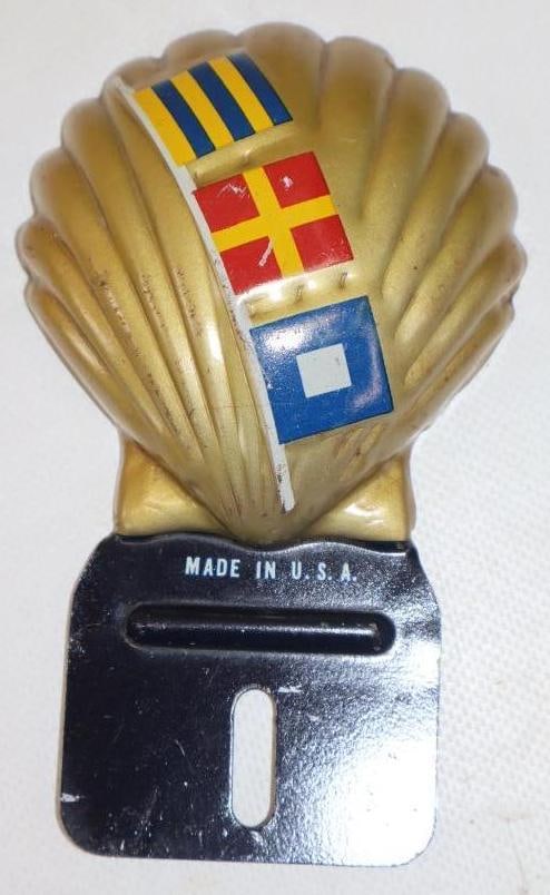 Embossed Shell Advertising License Plate Topper: 3" x 5.25"