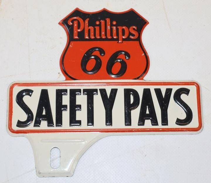Embossed Phillips 66 Advertising License Plate Topper: 6" x 5"