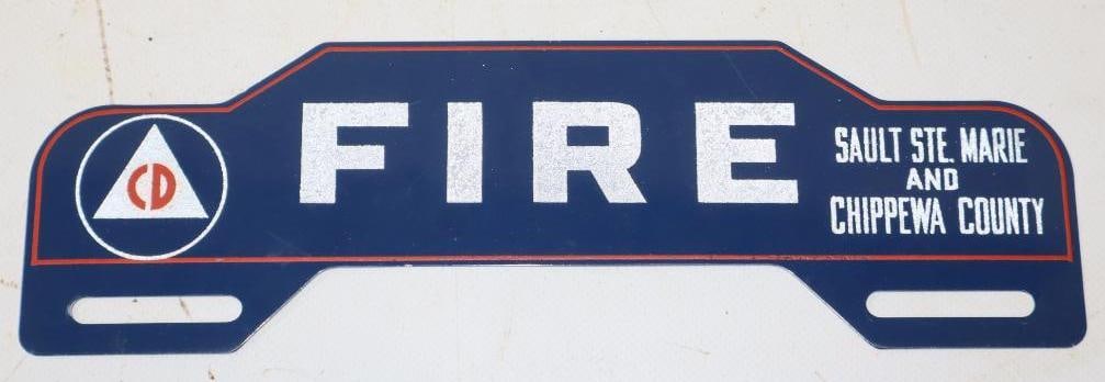 Embossed Civil Defense Fire License Plate Topper: 10" x 4"