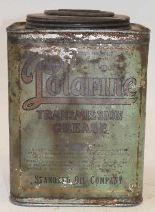 Standard Oil Polarine 5 lb Transmission Grease Can with Car: 5" x 5" x 6.75"
