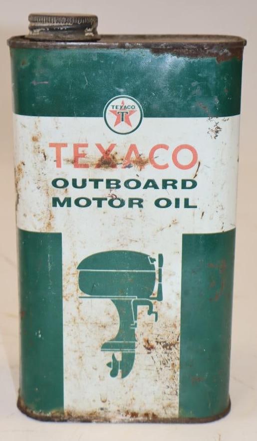 Texaco 1 Quart Metal Outboard Oil Can: 32 oz empty