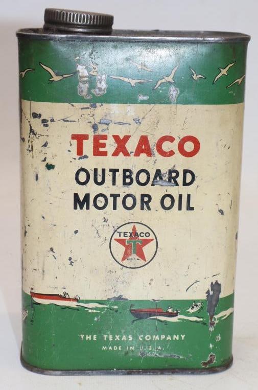 Texaco with Seagulls 1 Quart Metal Outboard Oil Can: 32 oz empty