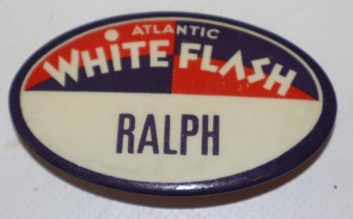 Atlantic White Flash Gas Station Attendant Name Badge: 2.75" x 1.5"