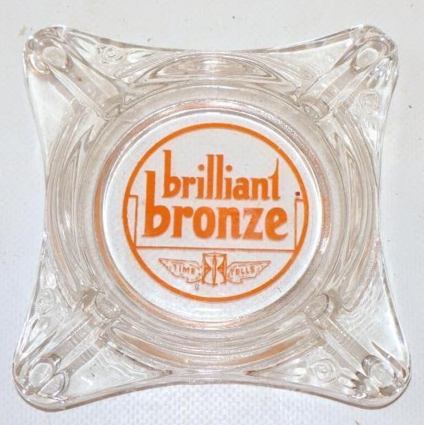 Johnson Brilliant Bronze Glass Advertising Ashtray (1 of 3)