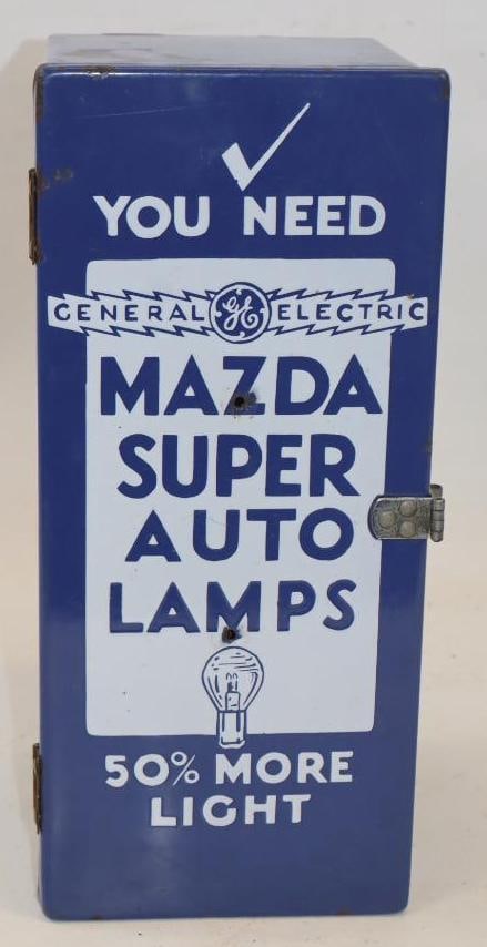 1930's Porcelain Mazda Super Auto Lamps Advertising Cabinet (1 of 5)