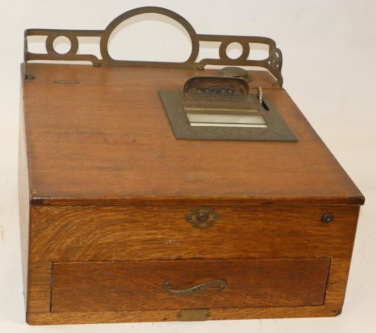 1912 Wooden National Cash Register with Key (1 of 6)
