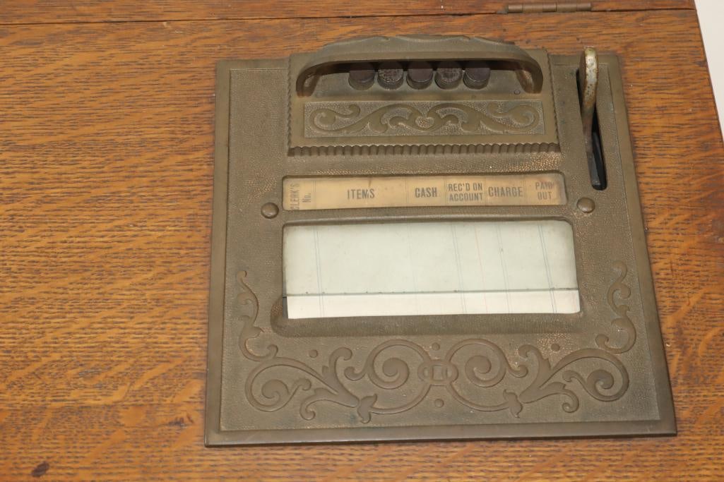 1912 Wooden National Cash Register with Key - 3