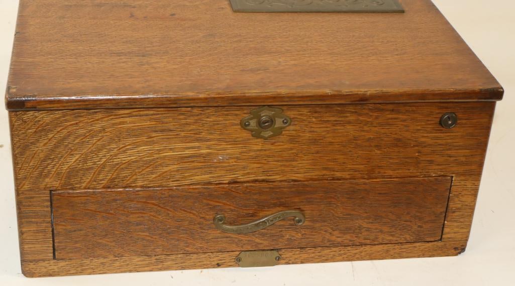 1912 Wooden National Cash Register with Key - 4