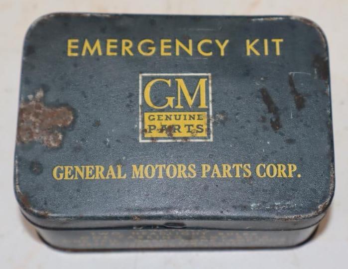 GM Genuine Parts Emergency Kit Tin: 3.5" x 2.5" x 1.5"