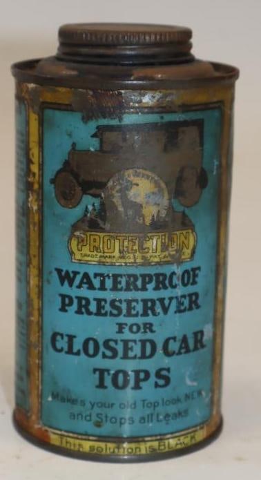 1920's Protection Waterproof Preserver for Closed Car Tops Pint Can: 16 oz full