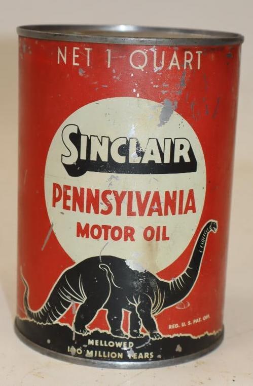 Sinclair Pennsylvania 1 Quart Metal Oil Can: 32 oz empty