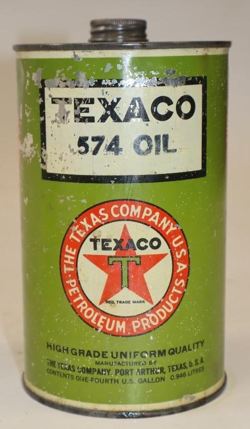 Texaco Port Arthur 574 - 1 Quart Metal Oil Can: 32 oz empty