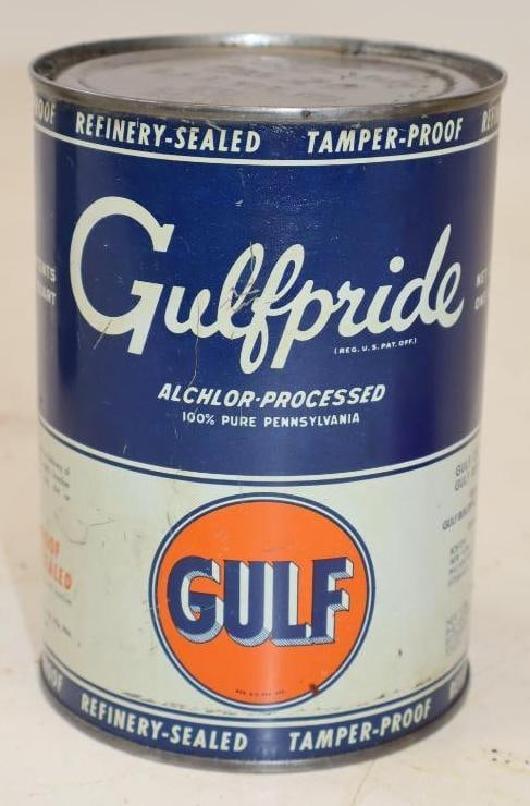Gulfpride 1 Quart Metal Oil Can: 32 oz empty