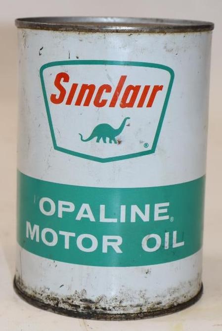 Sinclair Opaline 1 Quart Metal Oil Can: 32 oz full