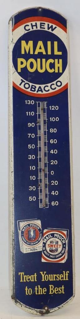 Chew Mail pouch Tobacco Metal Advertising Thermometer: 8" x 38.75"