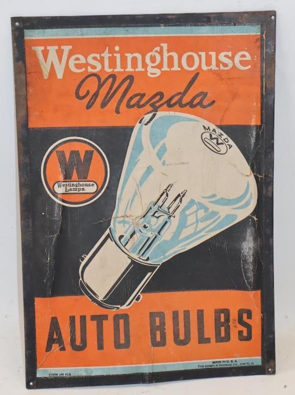 Kemper-Thomas Westinghouse Auto Bulbs Advertising Heavy Cardboard Sign (1 of 2)