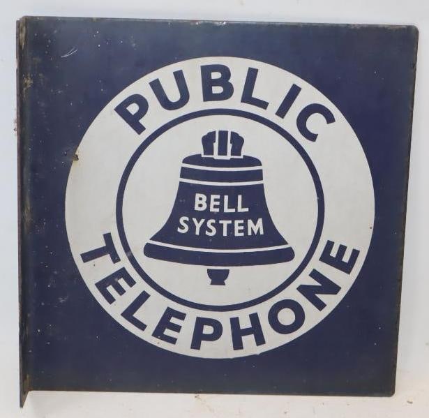 Bell System Public Telephone DSP Flange Sign: 11" x 11" x 2"