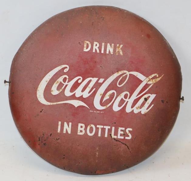 Drink Coca Cola in Bottles Advertising Button Sign (1 of 4)