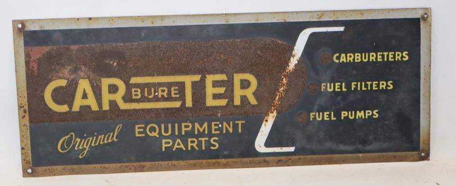 Carter Carburetor Original Equipment Parts Sign: 10" x 25"