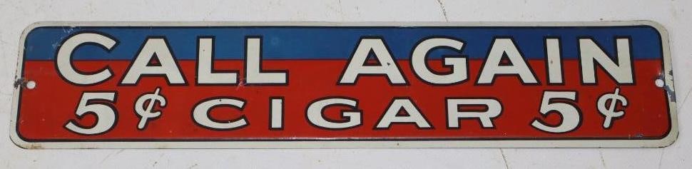 Call Again 5 Cent Cigar SST Advertising Sign (1 of 2)